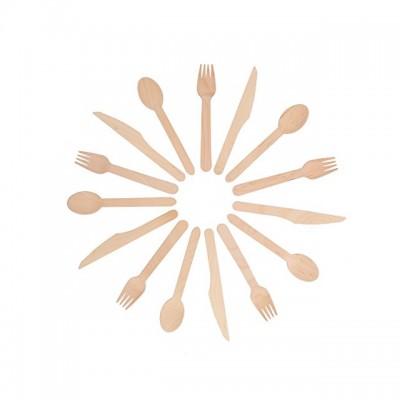 Disposable bulk wooden spoon fork knife flatware sets