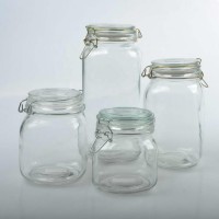 500ml 16OZ wholesale hermetic airtight clear Glass jam kilnar jar with mental clip for food factory