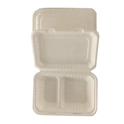 Biodegradable compostable disposable bagasse clamshell food container