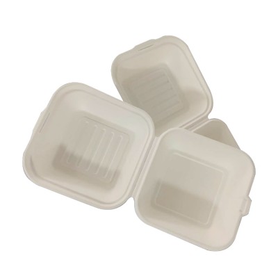 Wholesale Eco-friendly Disposable bagasse hamburger box custom printing