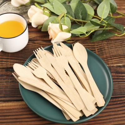 Hot sale 170mm disposable bamboo knife fork spoon natural bamboo cutlery