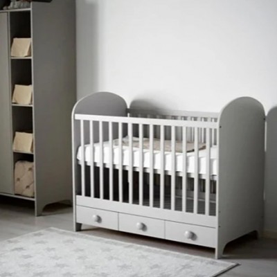 White Color Adjustable Height  Convertible Cot Bed /Sleigh  Cribs  /Toddler Bed