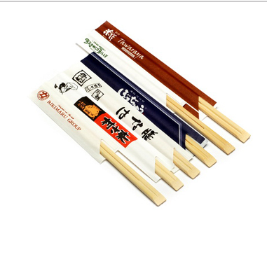 Bulk disposable wooden bamboo chop sticks with customizing chopstick sleeves