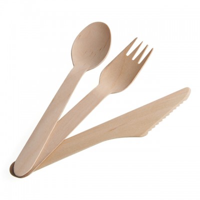 100 knife100spoon100 fork biodegradable disposable wooden tableware set