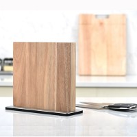 Factory Universal Nature Wood Kitchen Knife Block 2 Side Magnetic Knife Holder